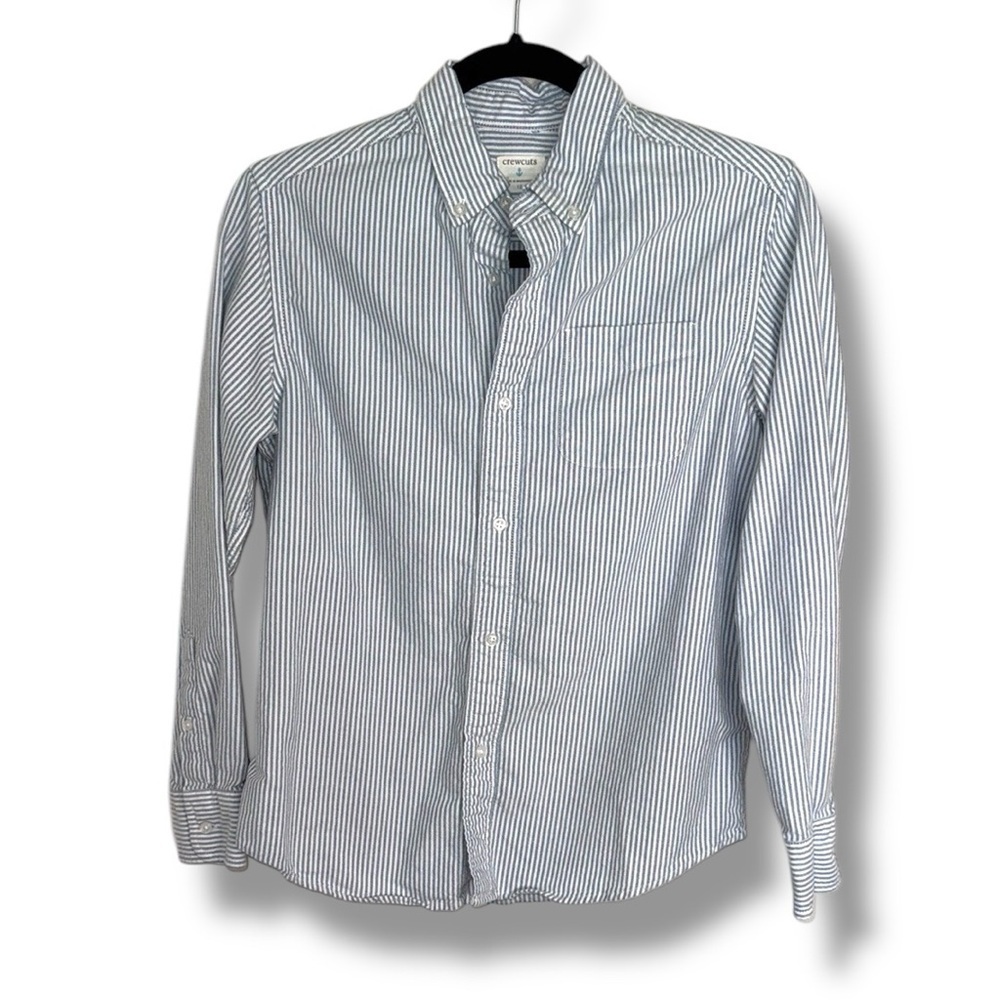 Crewcuts Boys Blue and White Stripe Button Down Shirt Size 12